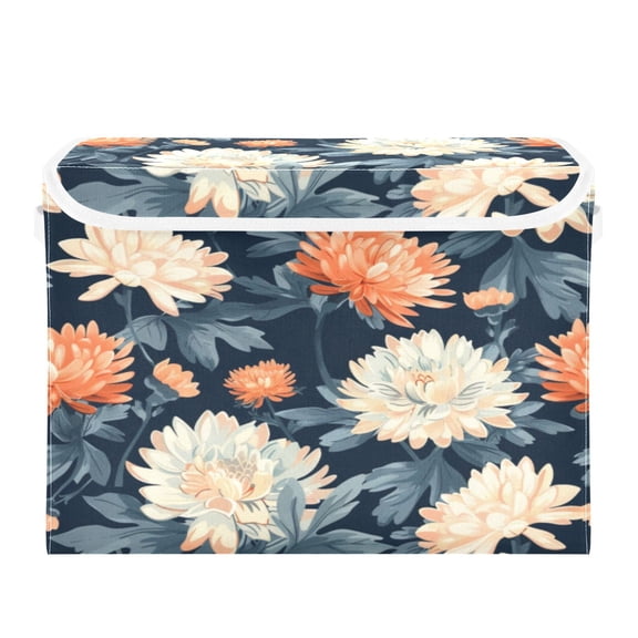 Storage Box With Lid 16.5x12.6x11.8In Foldable Stacked Household Storage Box Beautiful Colored Chrysanthemum