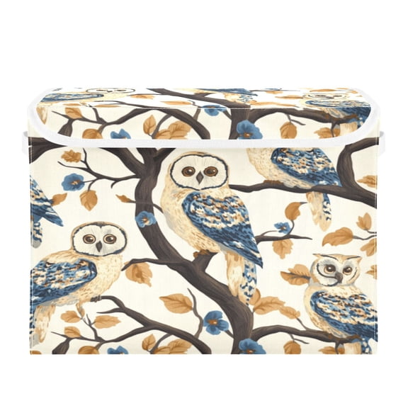 Storage Box With Lid 16.5x12.6x11.8In Foldable Stacked Household Storage Box Beautiful Cute Owl