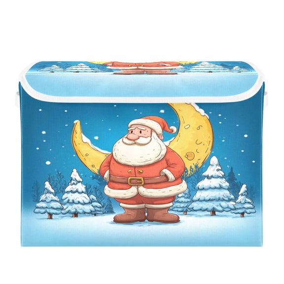 Storage Box With Lid 16.5x12.6x11.8In Foldable Stacked Household Storage Box Beautiful Fat Santa Claus