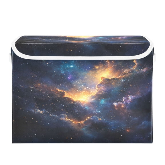 Storage Box With Lid 16.5x12.6x11.8In Foldable Stacked Household Storage Box Beautiful Galaxy