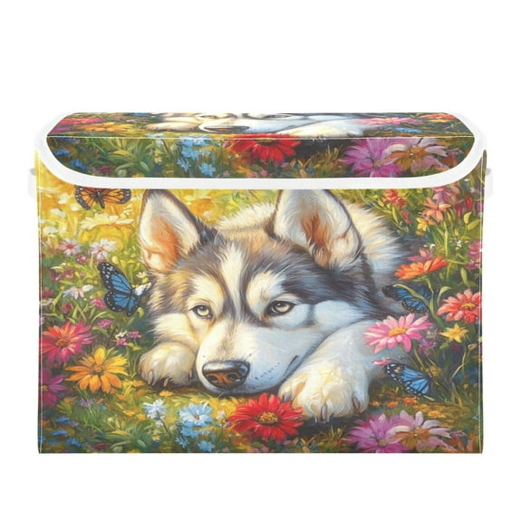 Storage Box With Lid 16.5x12.6x11.8In Foldable Stacked Household Storage Box Beautiful Garden Husky