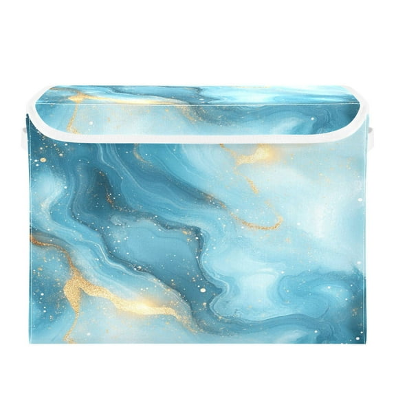 Storage Box With Lid 16.5x12.6x11.8In Foldable Stacked Household Storage Box Beautiful Marble