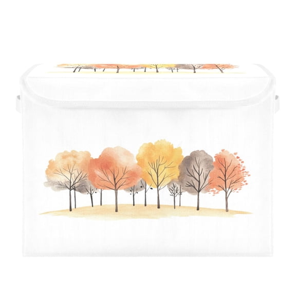 Storage Box With Lid 16.5x12.6x11.8In Foldable Stacked Household Storage Box Beautiful Orange Trees
