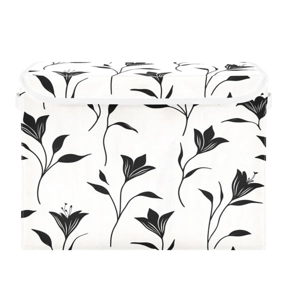 Storage Box With Lid 16.5x12.6x11.8In Foldable Stacked Household Storage Box Beautiful Pretty Cartoon Flower