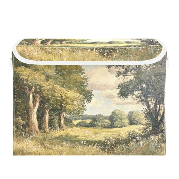 Storage Box With Lid 16.5x12.6x11.8In Foldable Stacked Household Storage Box Beautiful Woods