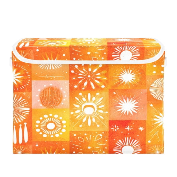 Storage Box With Lid 16.5x12.6x11.8In Foldable Stacked Household Storage Box Beautiful Yellow Pattern