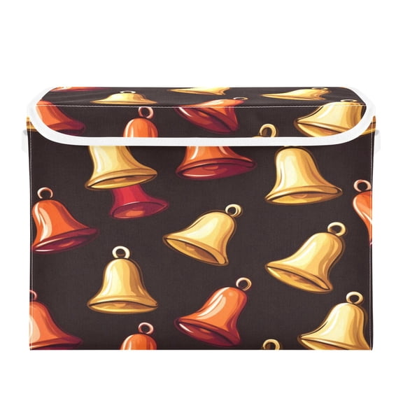 Storage Box With Lid 16.5x12.6x11.8In Foldable Stacked Household Storage Box Bell Cartoon