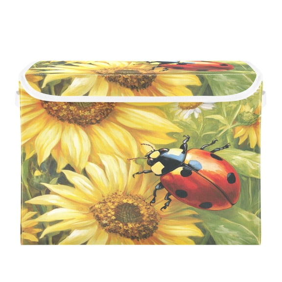 Storage Box With Lid 16.5x12.6x11.8In Foldable Stacked Household Storage Box Big Red Ladybug