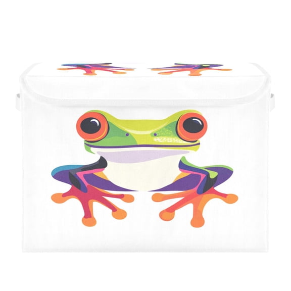 Storage Box With Lid 16.5x12.6x11.8In Foldable Stacked Household Storage Box Big-eyed Frog