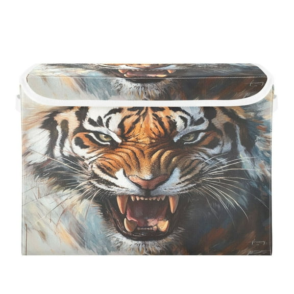 Storage Box With Lid 16.5x12.6x11.8In Foldable Stacked Household Storage Box Big-mouthed Tiger