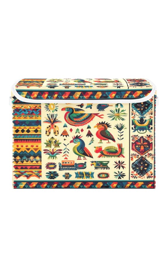 Storage Box With Lid 16.5x12.6x11.8In Foldable Stacked Household Storage Box Blue Bird Pattern