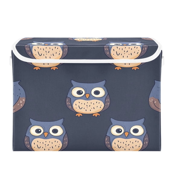 Storage Box With Lid 16.5x12.6x11.8In Foldable Stacked Household Storage Box Blue Cartoon Owl