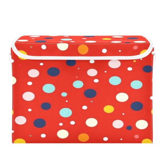 Storage Box With Lid 16.5x12.6x11.8In Foldable Stacked Household Storage Box Blue Dots