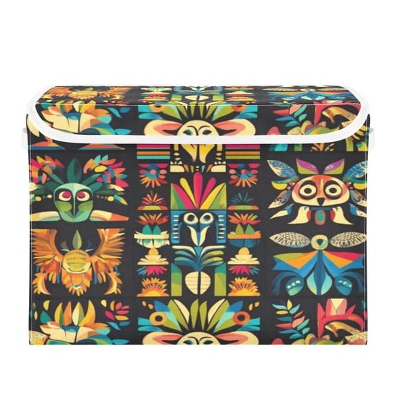 Storage Box With Lid 16.5x12.6x11.8In Foldable Stacked Household Storage Box Blue Faced Monster