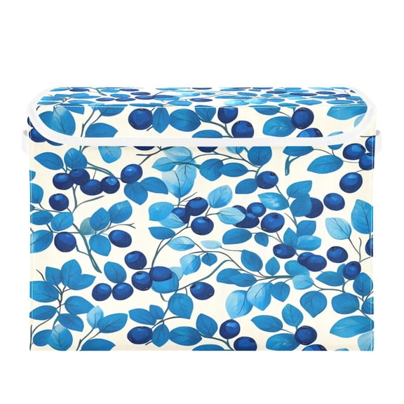 Storage Box With Lid 16.5x12.6x11.8In Foldable Stacked Household Storage Box Blue Fruit