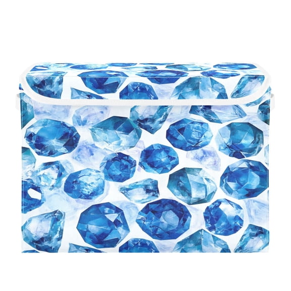 Storage Box With Lid 16.5x12.6x11.8In Foldable Stacked Household Storage Box Blue Gem