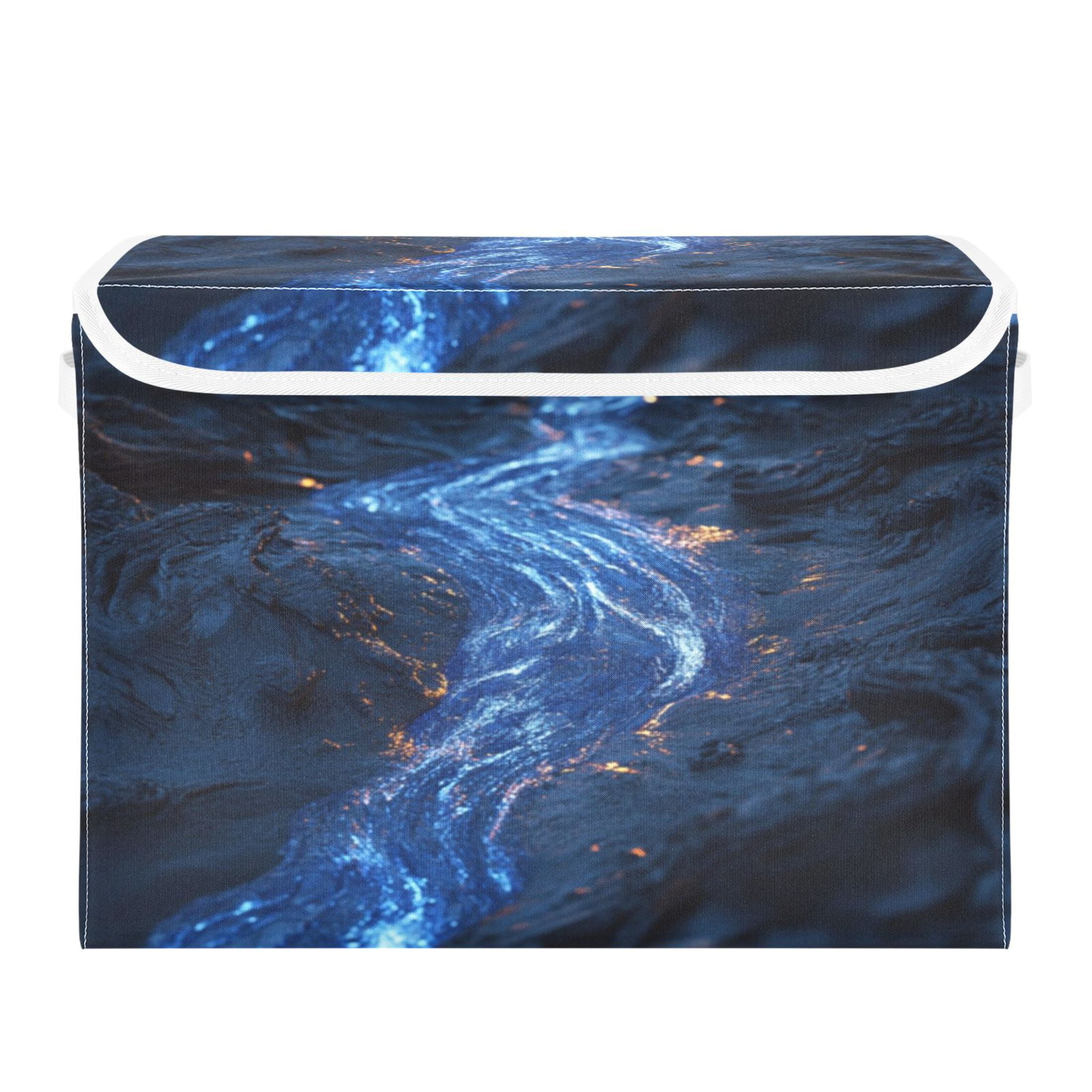 Storage Box With Lid 16.5x12.6x11.8In Foldable Stacked Household Storage Box Blue River Picture