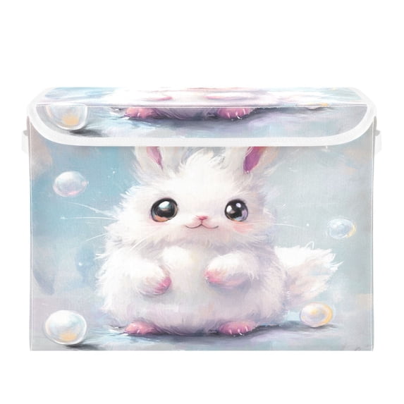 Storage Box With Lid 16.5x12.6x11.8In Foldable Stacked Household Storage Box Bubble Rabbit