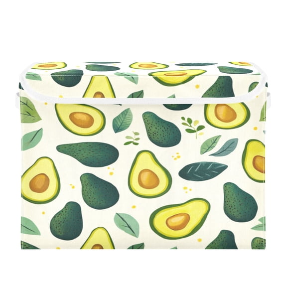 Storage Box With Lid 16.5x12.6x11.8In Foldable Stacked Household Storage Box Cartoon Avocado