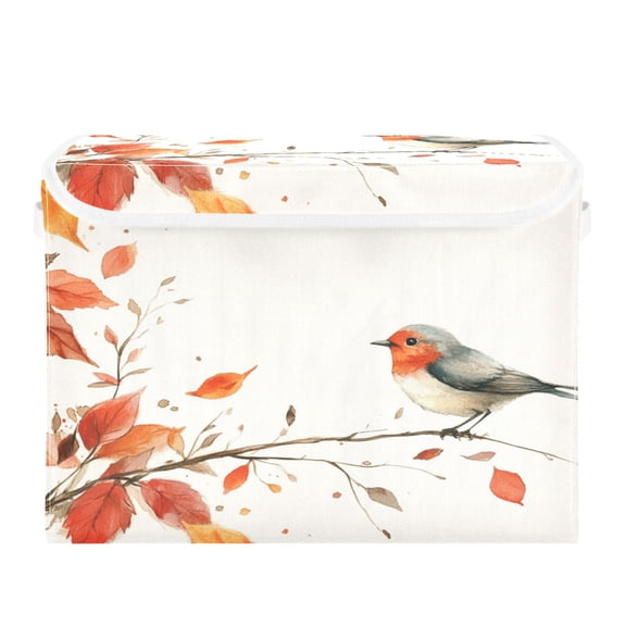 Storage Box With Lid 16.5x12.6x11.8In Foldable Stacked Household Storage Box Cartoon Bird