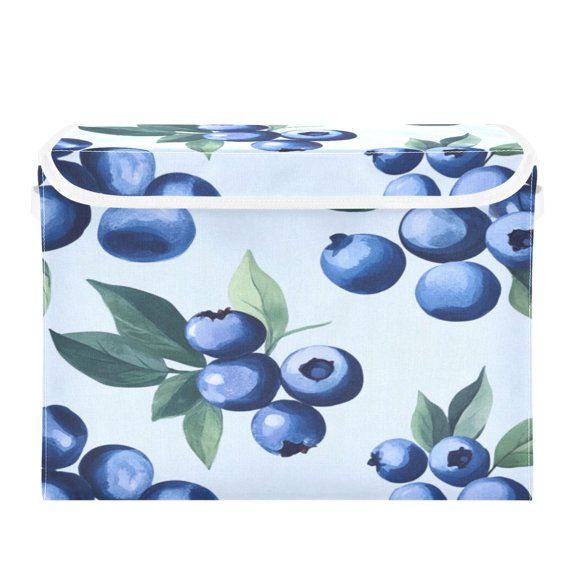 Storage Box With Lid 16.5x12.6x11.8In Foldable Stacked Household Storage Box Cartoon Blueberry