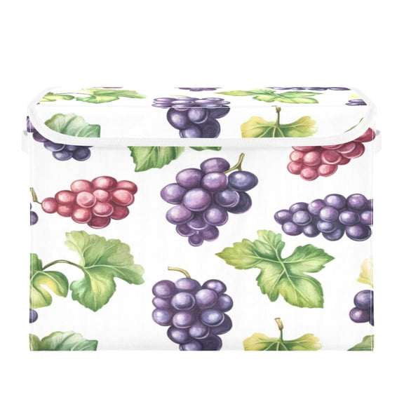 Storage Box With Lid 16.5x12.6x11.8In Foldable Stacked Household Storage Box Cartoon Grape