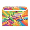 thumbnail image 1 of Storage Box With Lid 16.5x12.6x11.8In Foldable Stacked Household Storage Box Cartoon Green Frog, 1 of 7