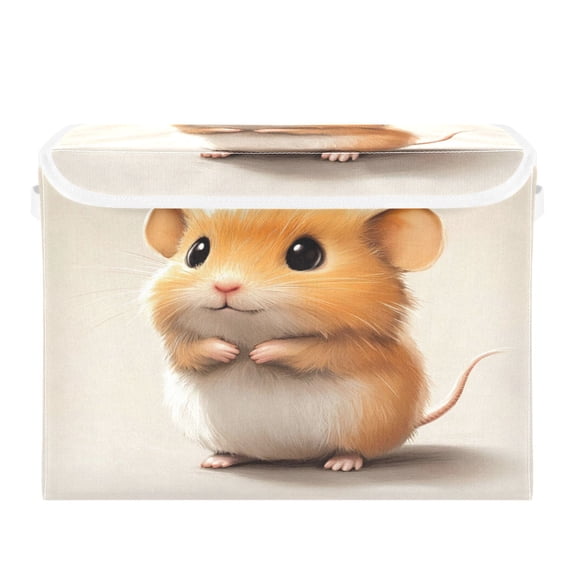 Storage Box With Lid 16.5x12.6x11.8In Foldable Stacked Household Storage Box Cartoon Hamster Pattern