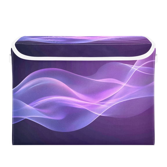 Storage Box With Lid 16.5x12.6x11.8In Foldable Stacked Household Storage Box Cartoon Purple Curve