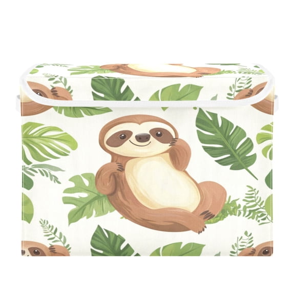 Storage Box With Lid 16.5x12.6x11.8In Foldable Stacked Household Storage Box Cartoon Sloth