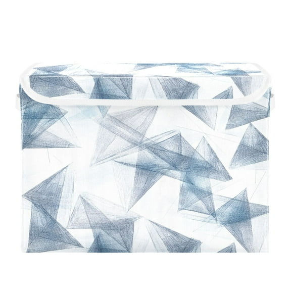 Storage Box With Lid 16.5x12.6x11.8In Foldable Stacked Household Storage Box Cartoon Triangle Pattern