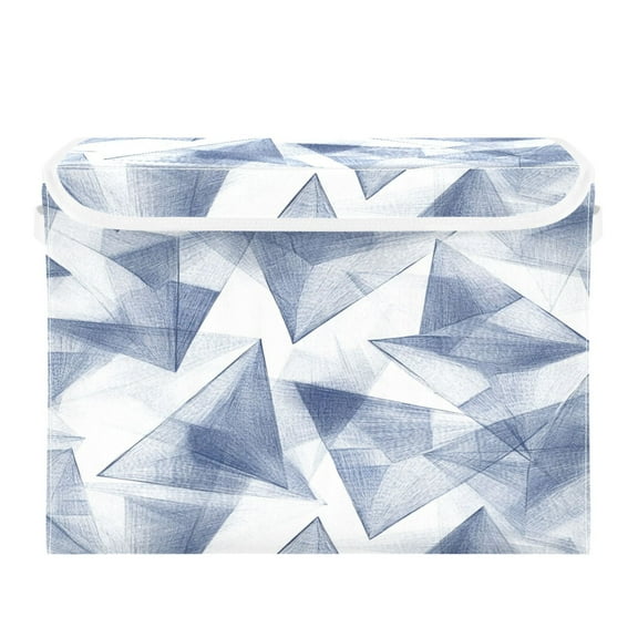 Storage Box With Lid 16.5x12.6x11.8In Foldable Stacked Household Storage Box Cartoon Triangle