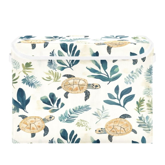 Storage Box With Lid 16.5x12.6x11.8In Foldable Stacked Household Storage Box Cartoon Turtle