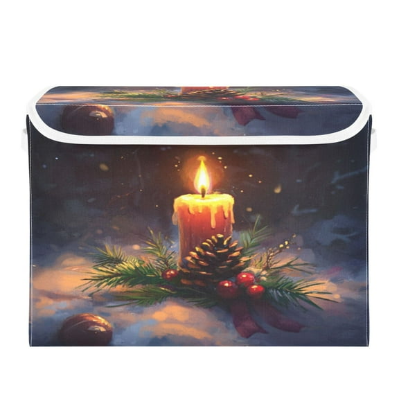 Storage Box With Lid 16.5x12.6x11.8In Foldable Stacked Household Storage Box Christmas Candle Picture