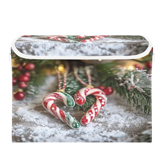 Storage Box With Lid 16.5x12.6x11.8In Foldable Stacked Household Storage Box Christmas Candy Canes Picture