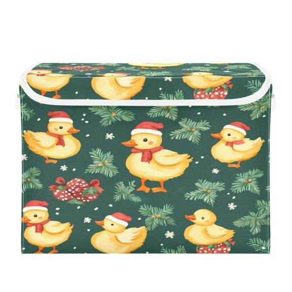 Storage Box With Lid 16.5x12.6x11.8In Foldable Stacked Household Storage Box Christmas Cartoon Duck