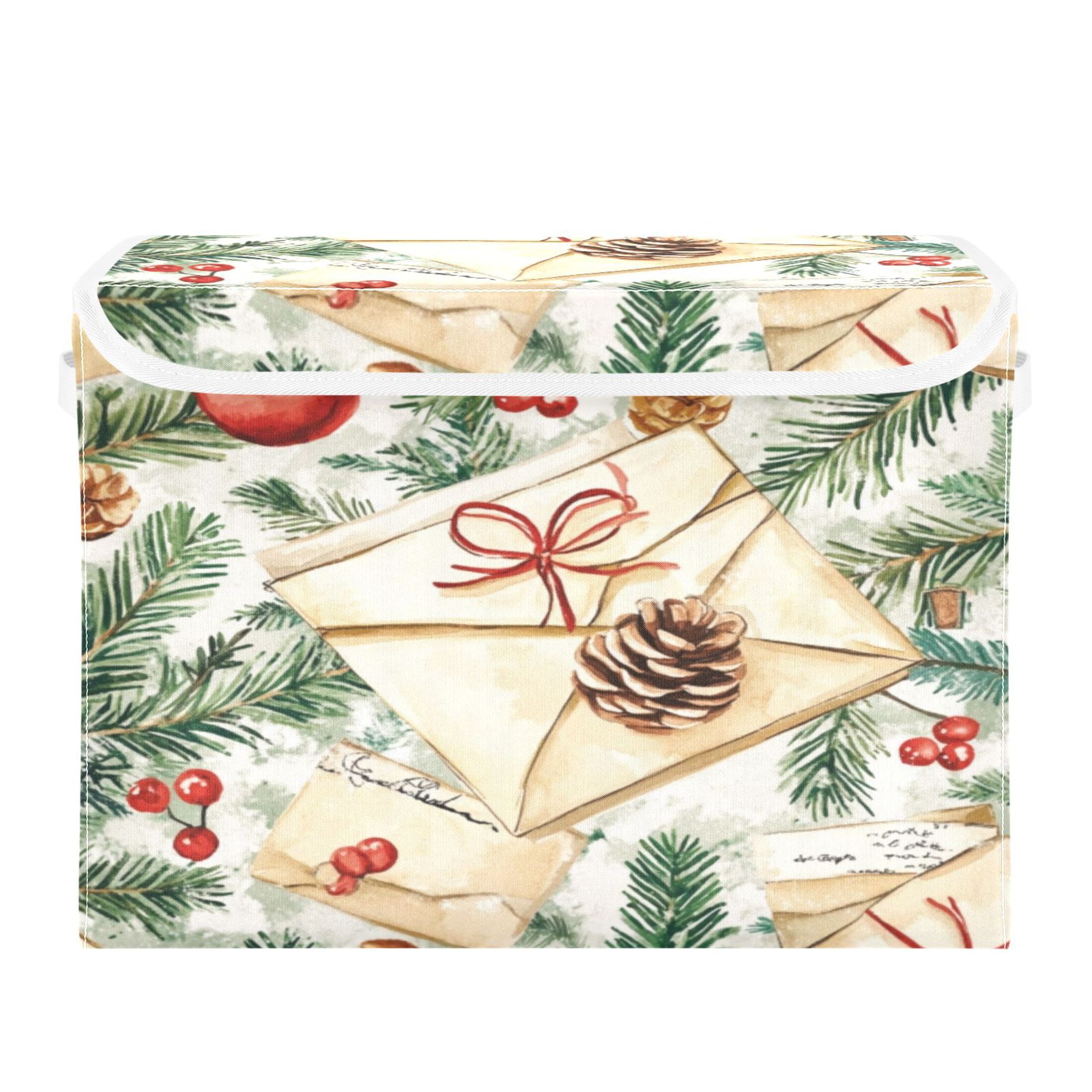 Storage Box With Lid 16.5x12.6x11.8In Foldable Stacked Household Storage Box Christmas Envelope Picture