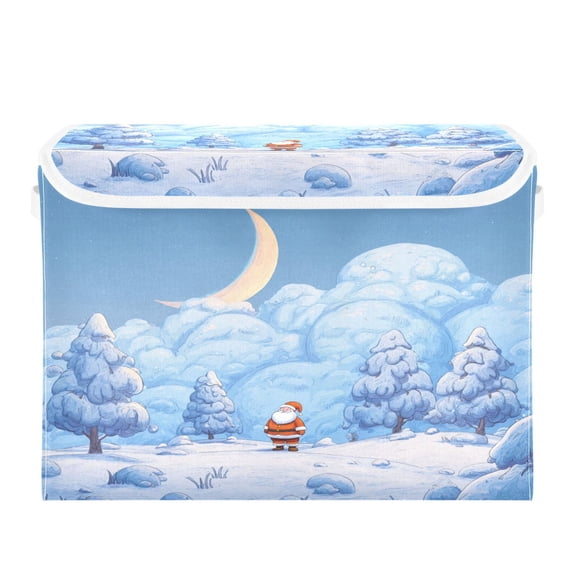 Storage Box With Lid 16.5x12.6x11.8In Foldable Stacked Household Storage Box Christmas Forest