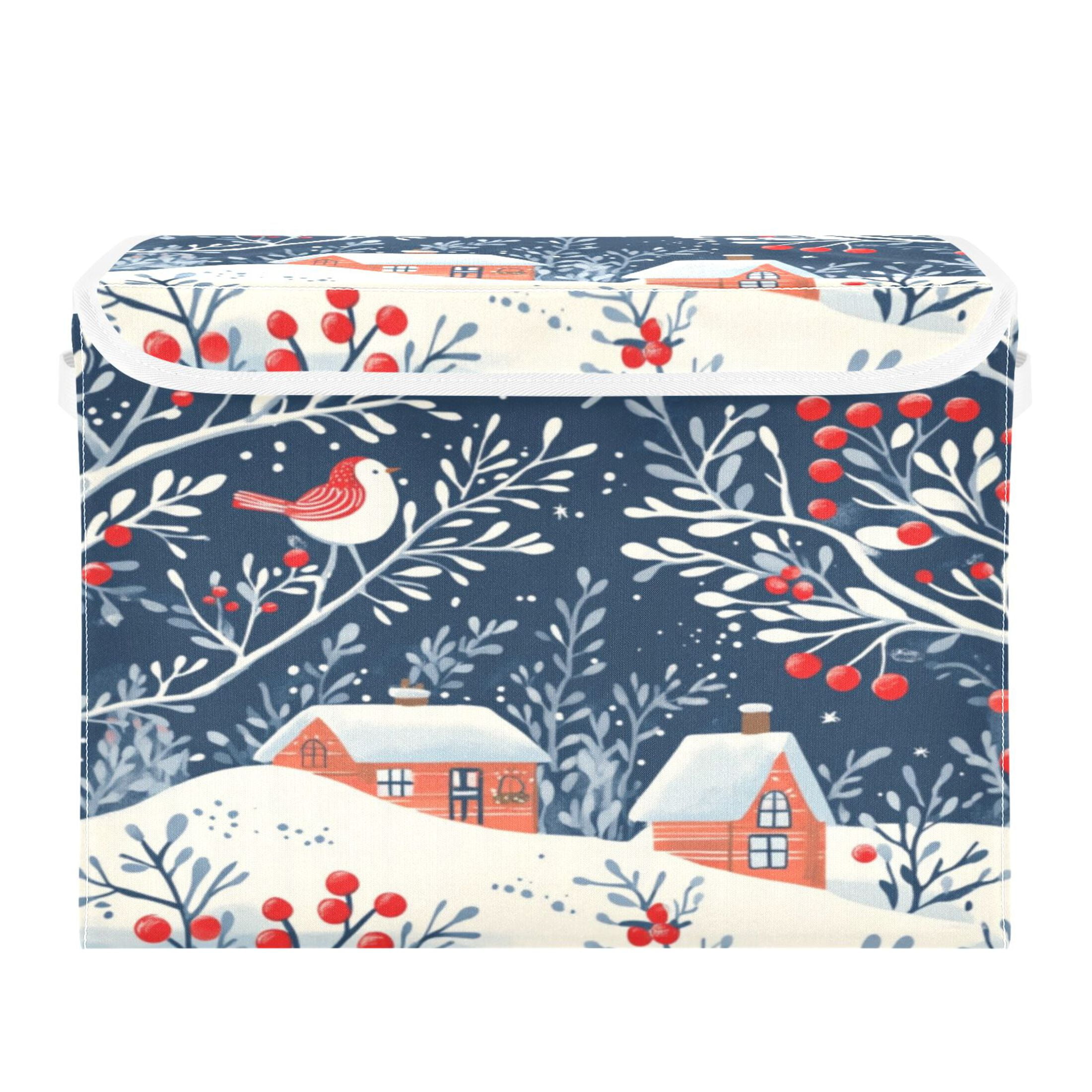 Storage Box With Lid 16.5x12.6x11.8In Foldable Stacked Household Storage Box Christmas House Pictures