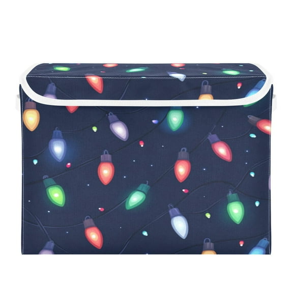 Storage Box With Lid 16.5x12.6x11.8In Foldable Stacked Household Storage Box Christmas Lights