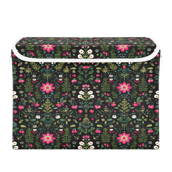 Storage Box With Lid 16.5x12.6x11.8In Foldable Stacked Household Storage Box Christmas Pattern Cute