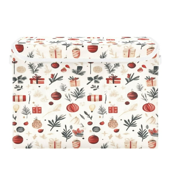 Storage Box With Lid 16.5x12.6x11.8In Foldable Stacked Household Storage Box Christmas Style Gift