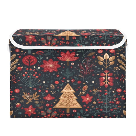 Storage Box With Lid 16.5x12.6x11.8In Foldable Stacked Household Storage Box Christmas Tree Beautiful
