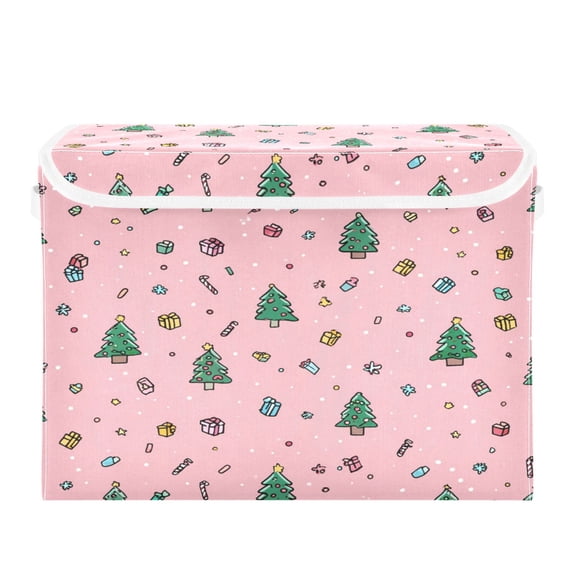 Storage Box With Lid 16.5x12.6x11.8In Foldable Stacked Household Storage Box Christmas Tree Green