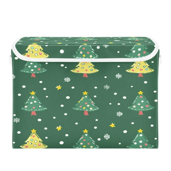 Storage Box With Lid 16.5x12.6x11.8In Foldable Stacked Household Storage Box Christmas Tree Lovely