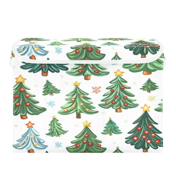 Storage Box With Lid 16.5x12.6x11.8In Foldable Stacked Household Storage Box Christmas Tree Seamless
