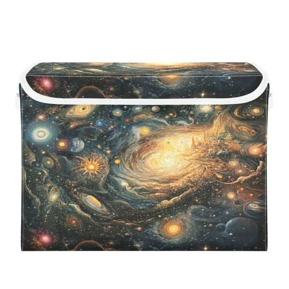 Storage Box With Lid 16.5x12.6x11.8In Foldable Stacked Household Storage Box Color Galaxy Picture
