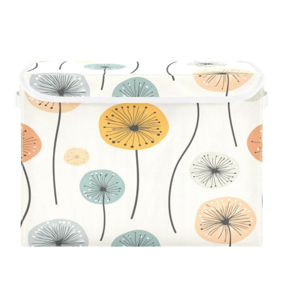 Storage Box With Lid 16.5x12.6x11.8In Foldable Stacked Household Storage Box Colored Dandelion Seamless