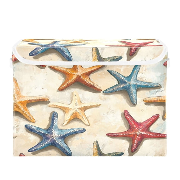Storage Box With Lid 16.5x12.6x11.8In Foldable Stacked Household Storage Box Colored Starfish