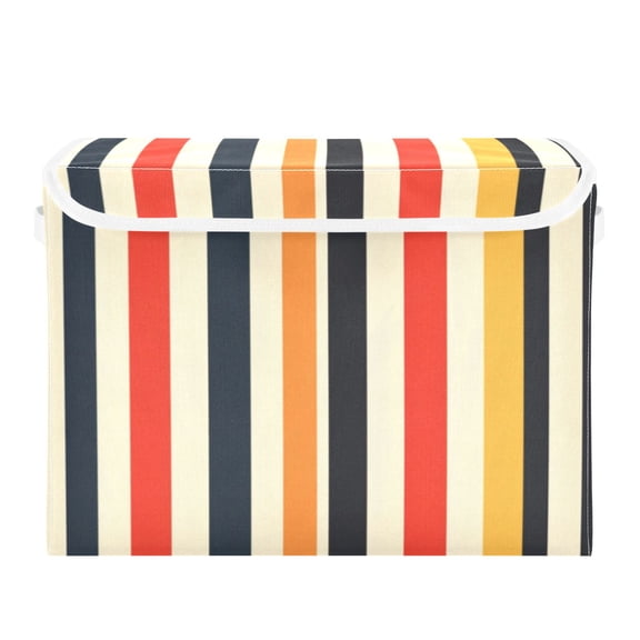 Storage Box With Lid 16.5x12.6x11.8In Foldable Stacked Household Storage Box Colorful Striped